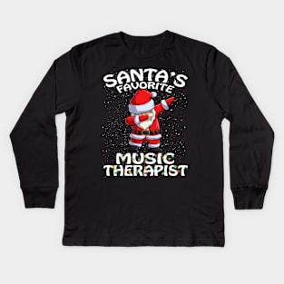 Santas Favorite Music Therapist Christmas Kids Long Sleeve T-Shirt